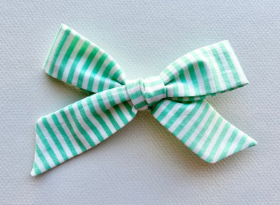 Lolly Bow- Teal Stripes
