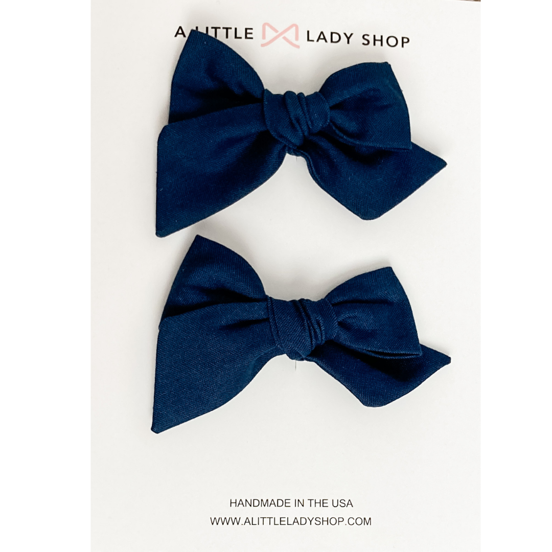 navy blue pigtail bows for girls