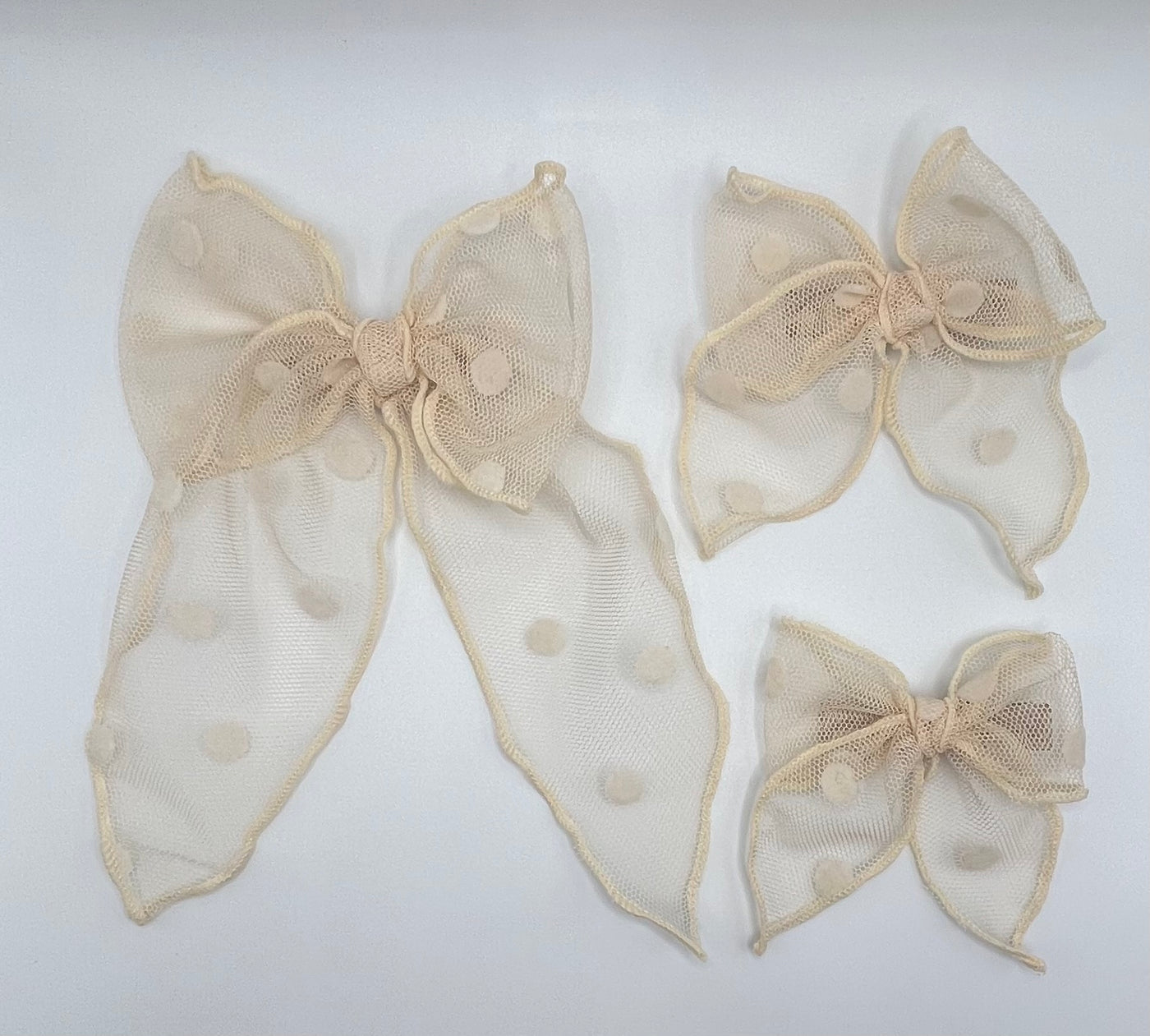 Penny Bow- Cream Tulle Dots