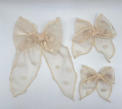 Penny Bow- Cream Tulle Dots
