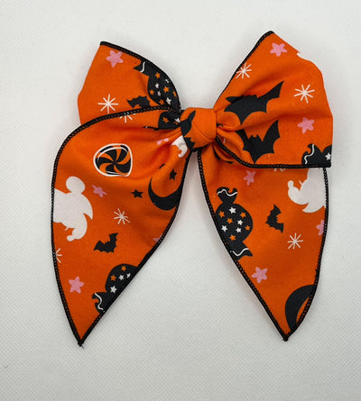 Large Penny Bow-Orange Minnie Halloween