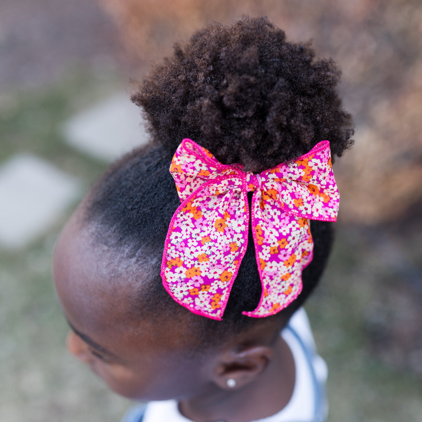 fuchsia floral hair bow