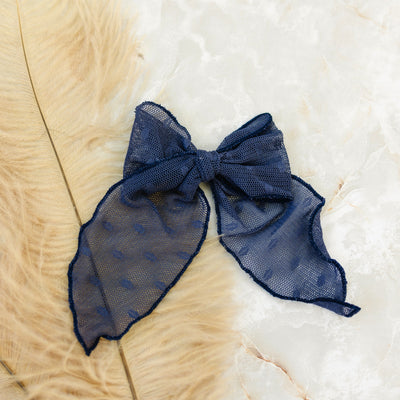 Penny Bow-Sapphire Dots
