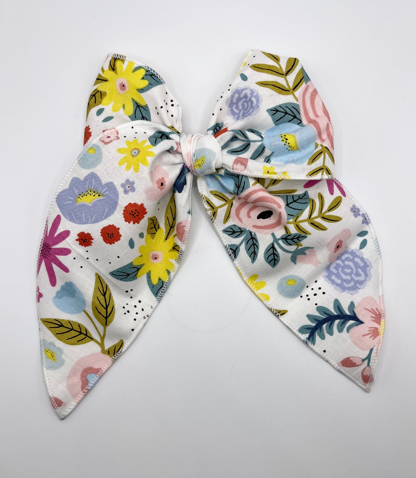 Large Penny Bow- White Floral
