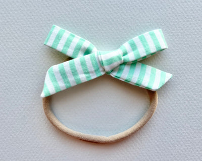 Lolly Bow- Teal Stripes