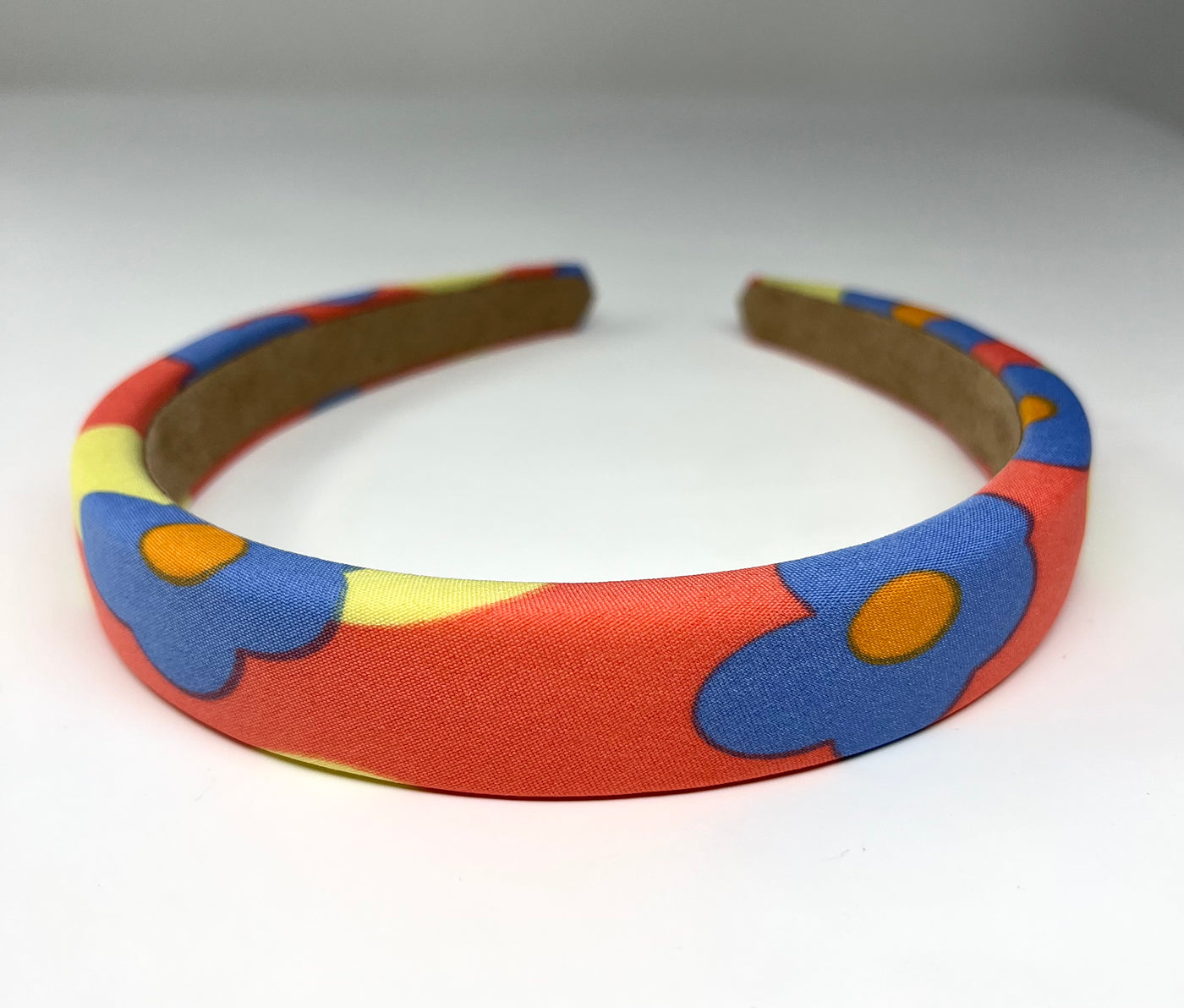 Headband- Coral with blue flowers
