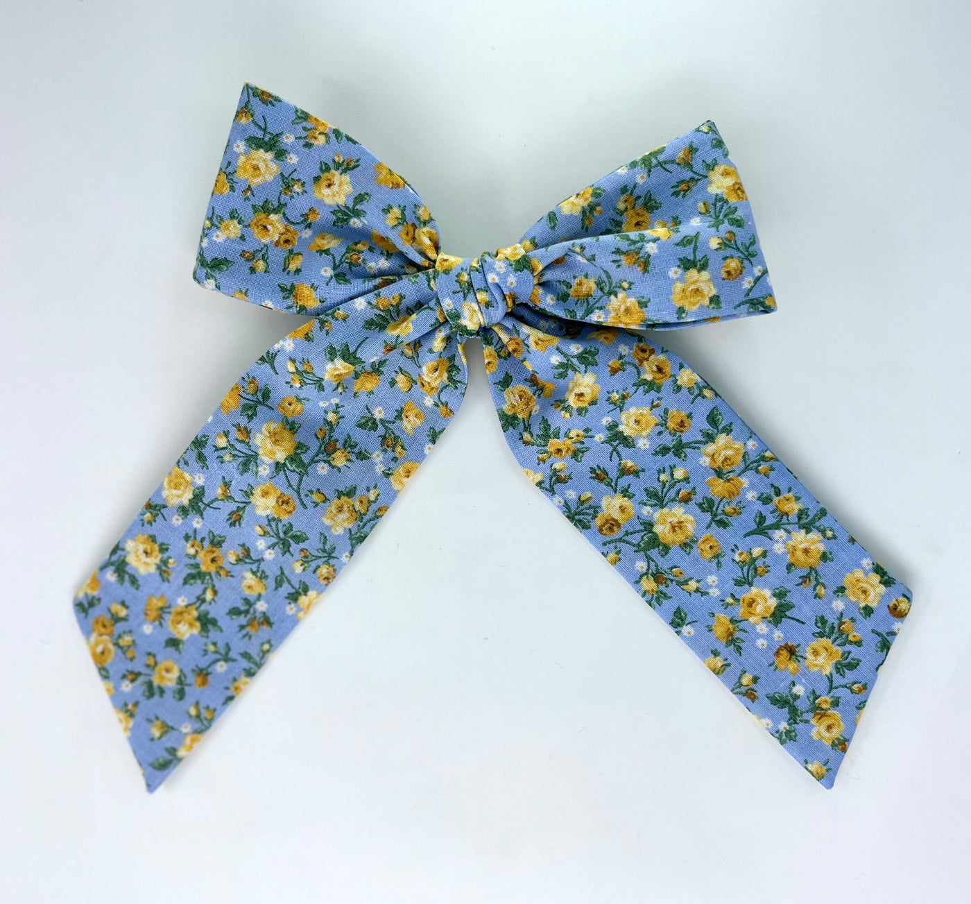 Savannah Bow-Vintage Blue with Yellow flowers