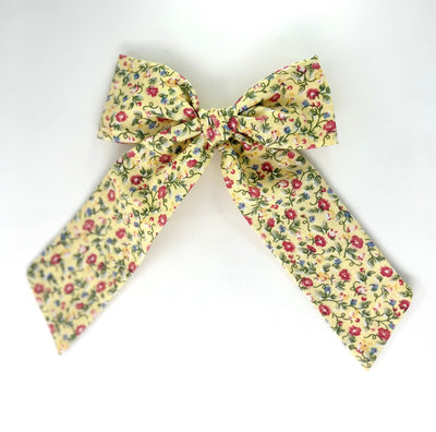 Savannah Bow- Vintage Yellow with Pink Flowers