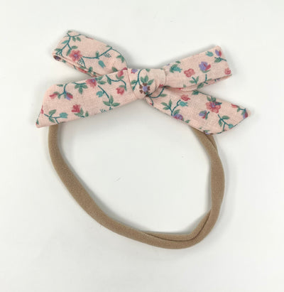 Baby Lolly Bow- Vintage pink floral