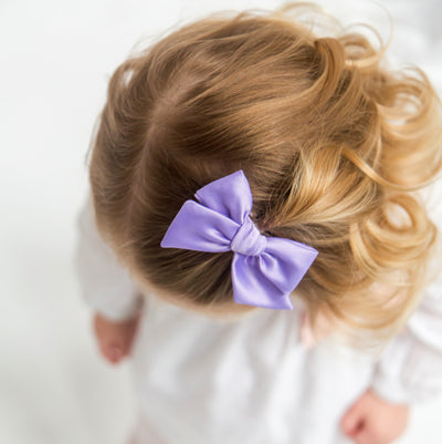 lavender satin hair bow clip