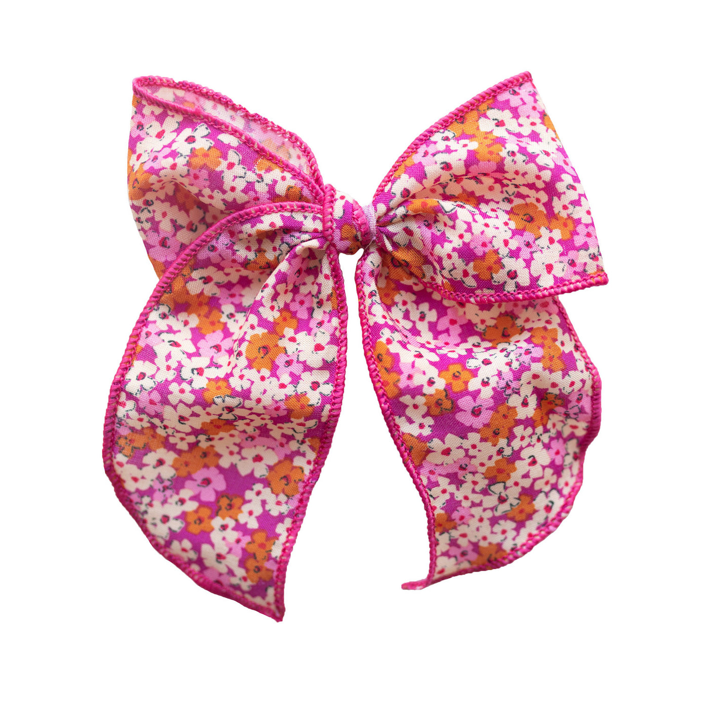 fuchsia floral hair bow for girls