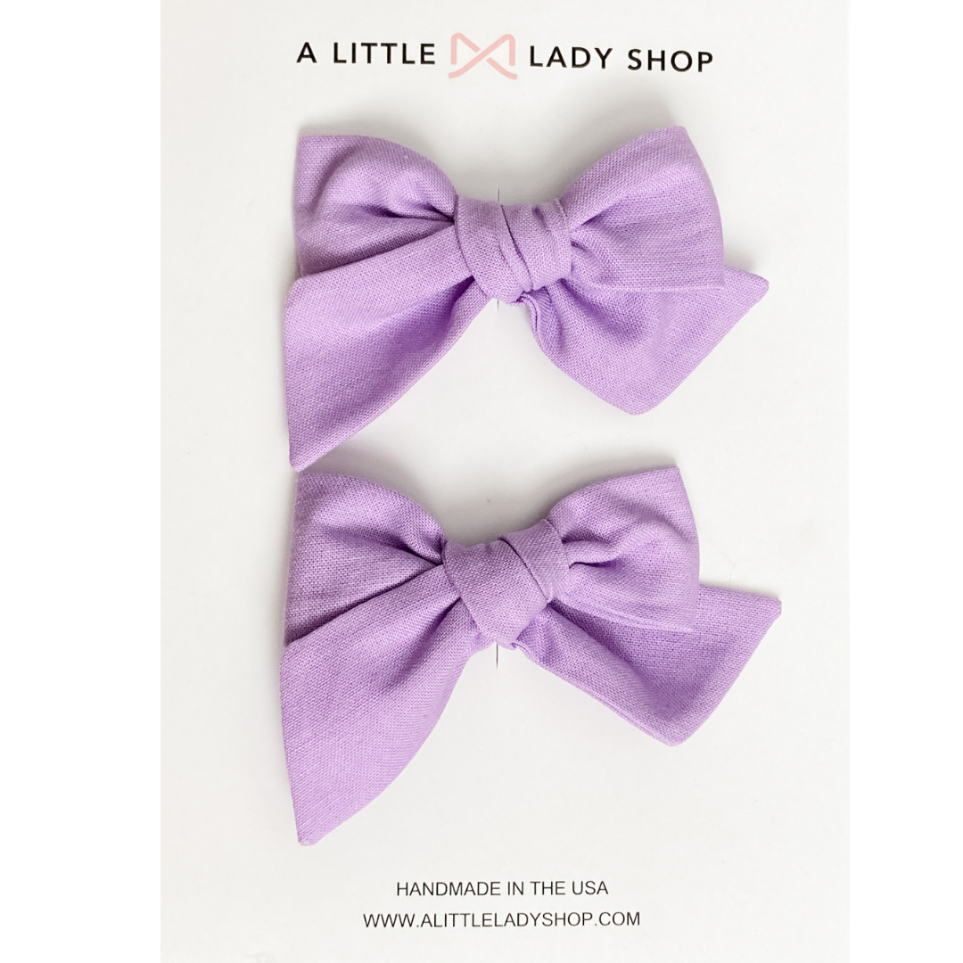 girls lavender purple pigtail bows