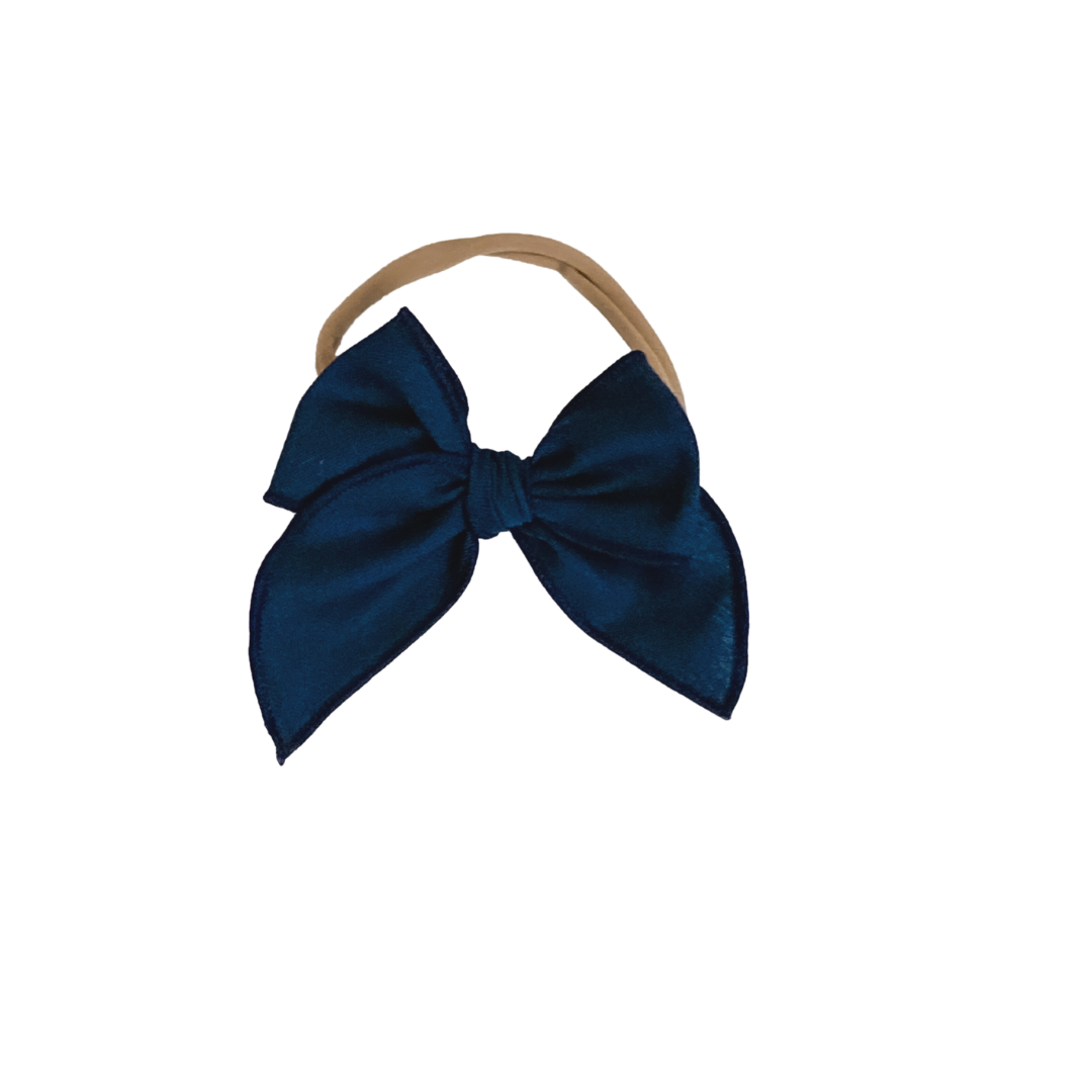 girls navy blue hair bow headband