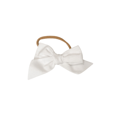 girls white cotton hair bow headband