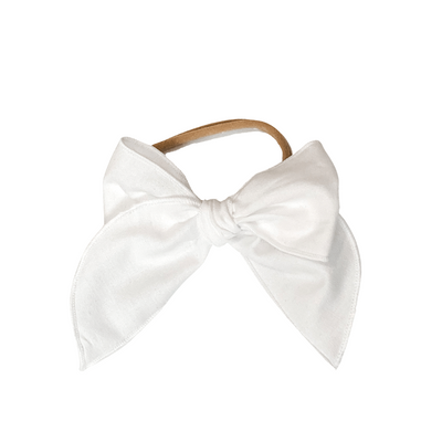 white cotton hair bow for girls