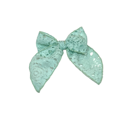 light green lace hair bow for girls