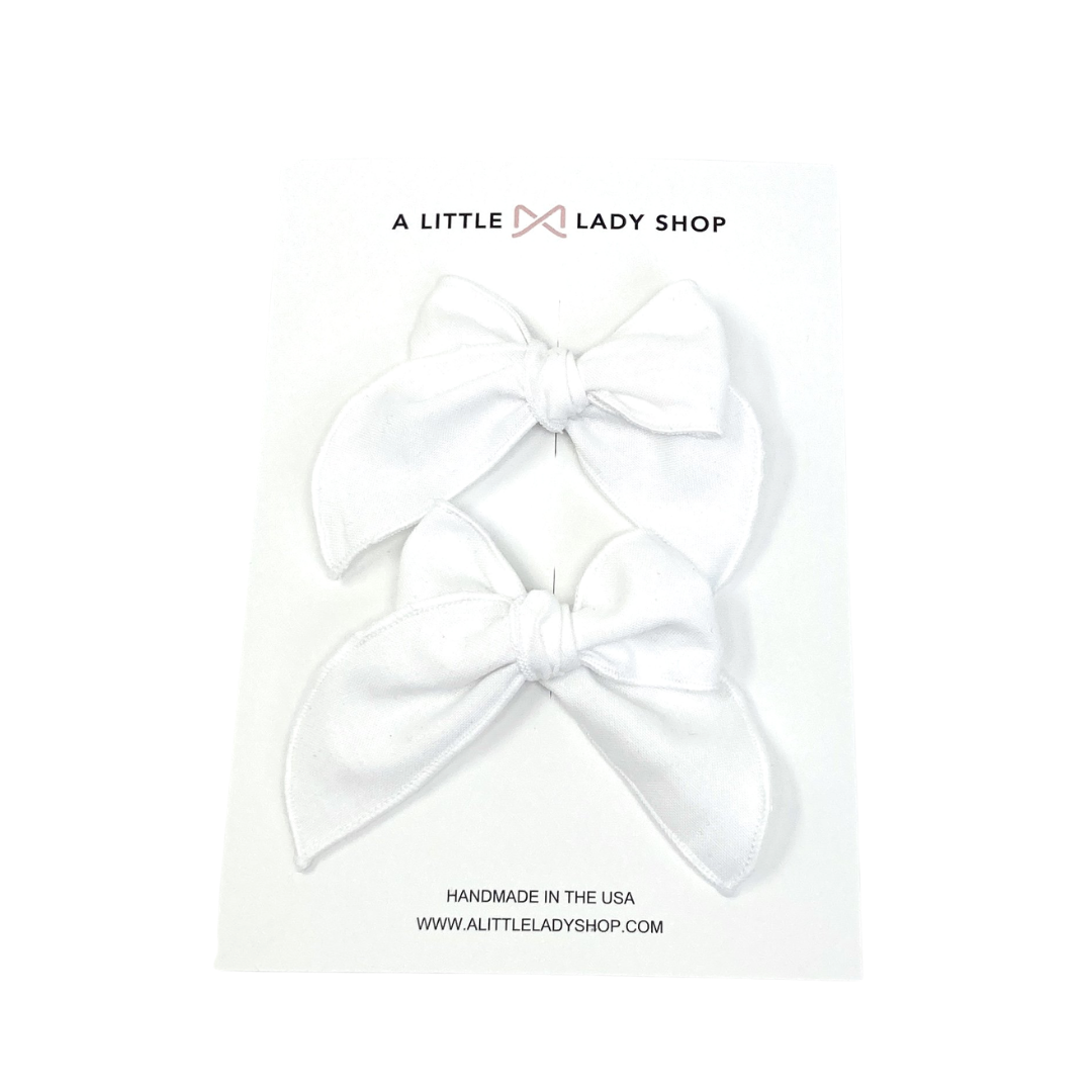 white pigtail bows for girls